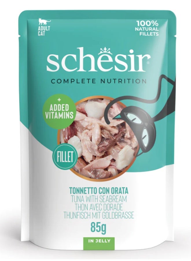 شيسر شيزير كومبليت نيوتريشن – تونة مع سمك الدنيس في الجيلي (أظرف) – طعام قطط رطب متكامل ومتوازن – مدعّم بالفيتامينات – 4 × 85 جم - Image 4